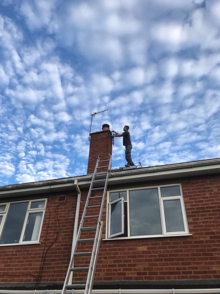 fireflystoves's tweet photo. Putting the finishing touches on this one #upontheroof #bluesky https://t.co/vr46mtAreK