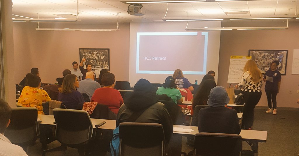 HealthyCommCCT's tweet photo. Room is getting full as HC3 leaders come together for our annual retreat #Healthcare4All #HealthEquity @icirr @CommsUnited @AccessLiving @indoamerican @Mujereslatinas @SWOPorg @EnlaceChicago @YoungInvincible https://t.co/e6oIBps4dl