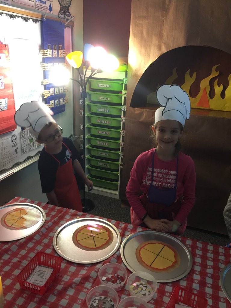 Pizza chefs practicing fractions!