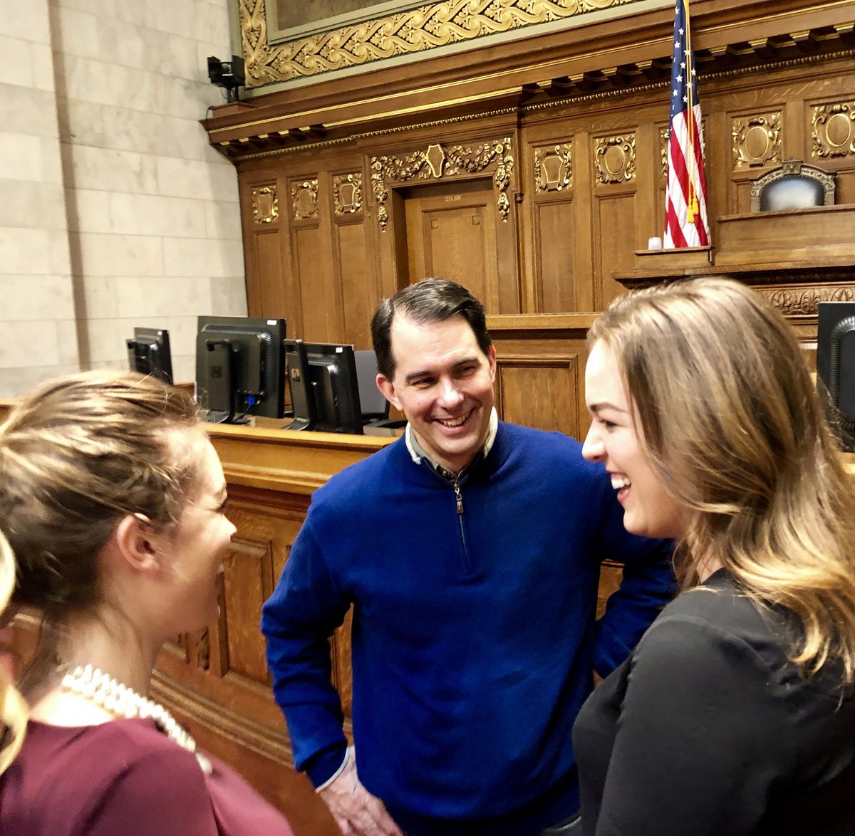 ScottWalker's tweet photo. What a way to start off the weekend @WICRs -- these are some optimistic, young conservatives who know our reforms have #WIWorking! https://t.co/X9ZlF9VOMN