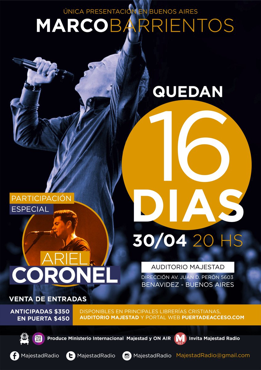 MajestadRadio's tweet photo. No te quedes afuera!!... 
Marco Barrientos en Benavidez - #AuditorioMajestad https://t.co/dKJo2VOdDe