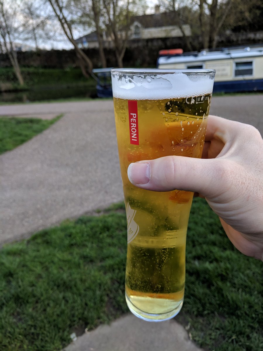 Enjoying a cold pint of peroni by the canal in Bathampton. The first of the #summer season <a href="/ChefandBrewer/">Chef & Brewer</a>