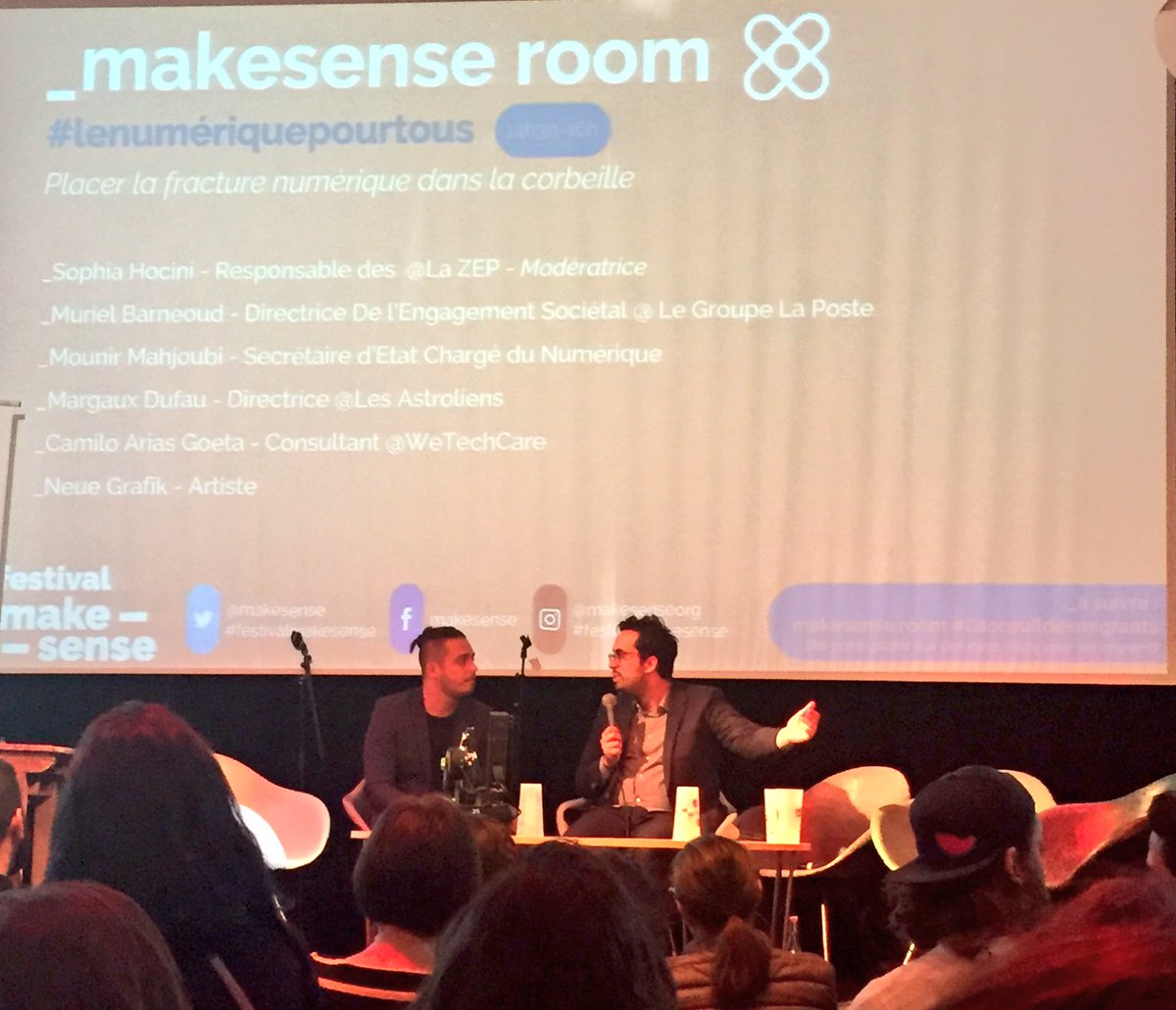 JeanneGranger's tweet photo. L’inclusion numérique au #festivalmakesense avec @mounir 20% ne savent pas utiliser le numérique et 40% n’aiment pas l’utiliser. #transformation https://t.co/J6nC88g1hJ