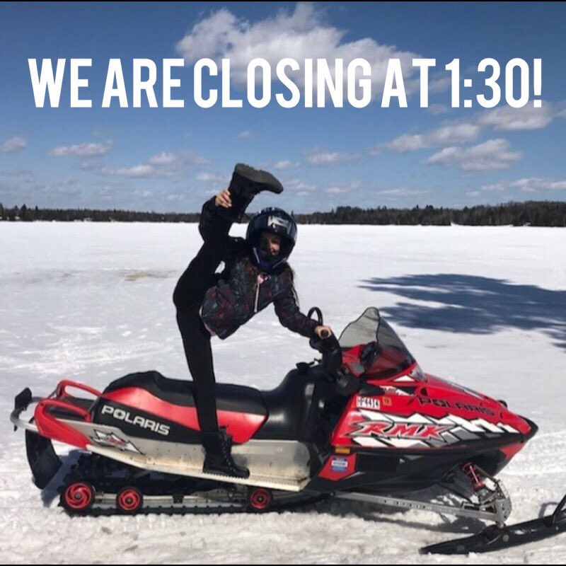 The studio will close at 1:30 today!