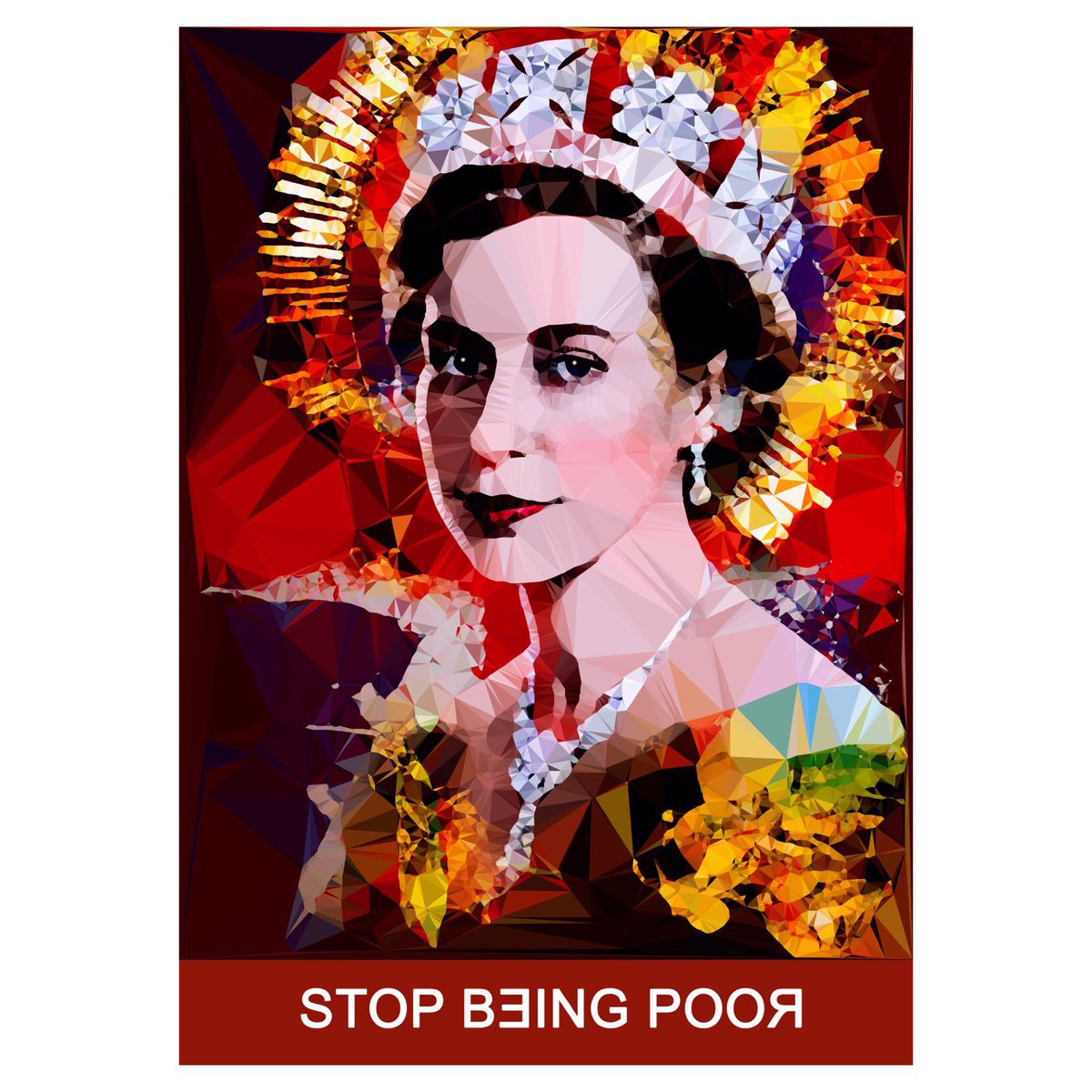 BaibaAuriaArt's tweet photo. I made one of my favourite works “Stop Being Poor” quite early on in my art career. I’ve learned a lot since then. So I decided to remake it. Here it is. 😄😎
 #thequeen #theroyals #icon #money #Afflecks #manchester #manchesterart #digitalart #MancMade https://t.co/4Y175FaiRB