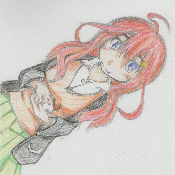 皐月_トップロードさんがTwitterに投稿した中野五月(五等分の花嫁)のイラスト。