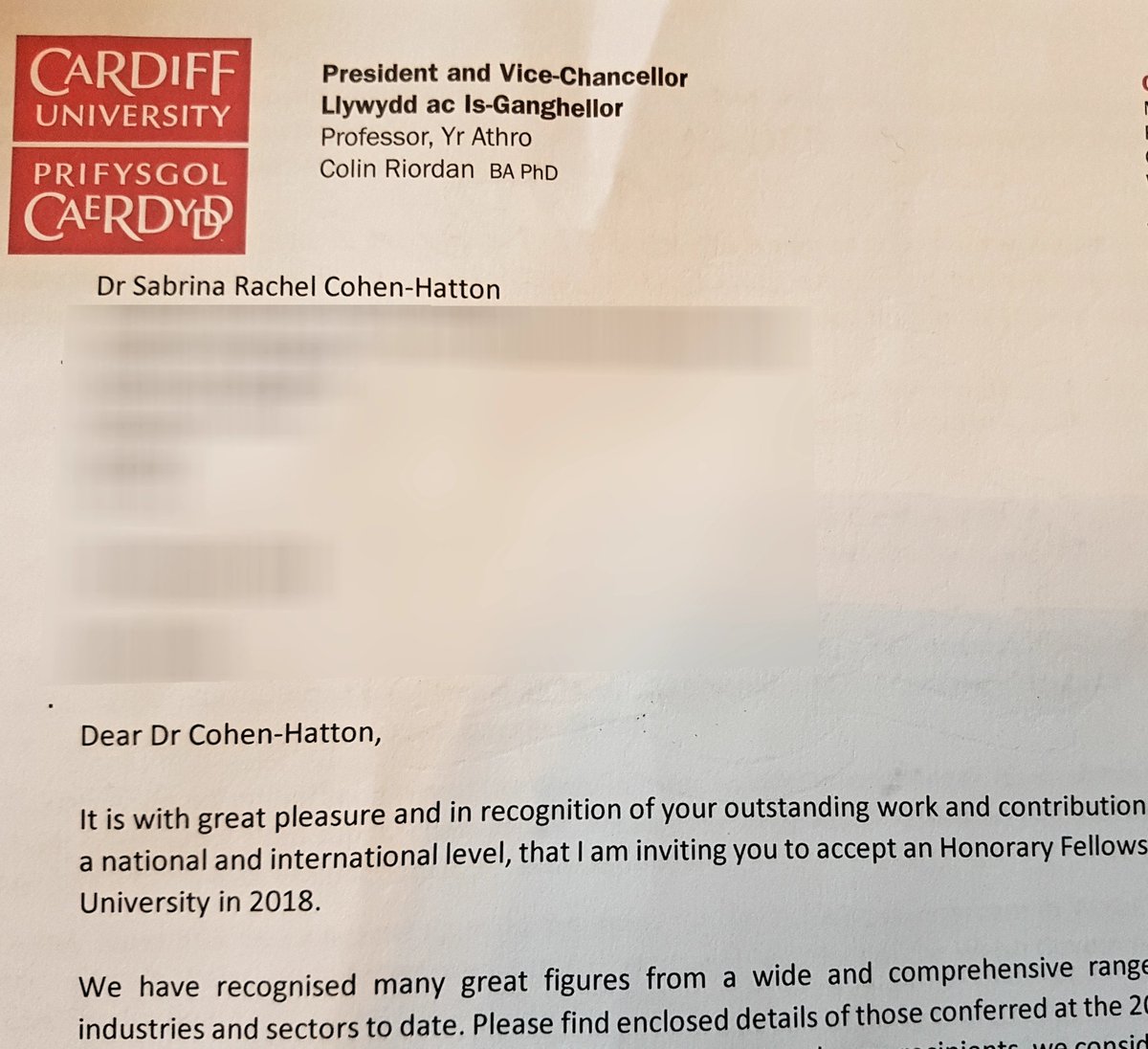 Sab_CohenHatton's tweet photo. Absolutely THRILLED to be awarded an Honorary Fellowship from @cardiffuni for an "outstanding contribution to Firefighter safety". Thank you SO much to all the Firefighters &amp; commanders that took part in the research and helped shape the future. I'm forever grateful🔥🚒❤ https://t.co/PkTUtIS79f