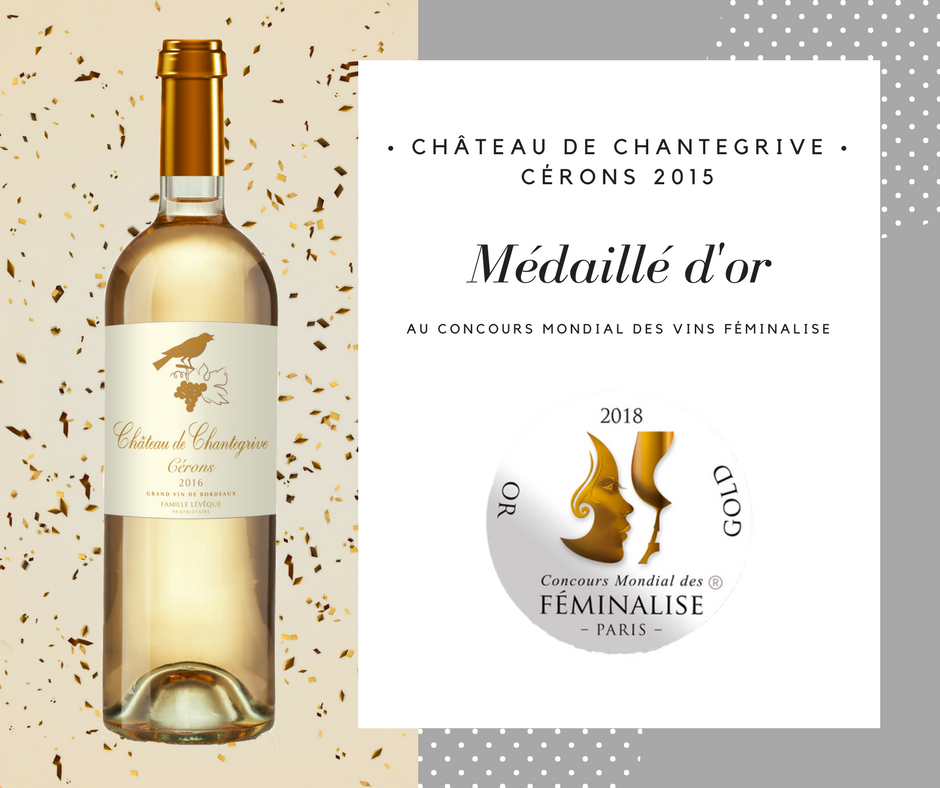 Chantegrive_MH's tweet photo. Nouvelle récompense pour les vins de Chantegrive. Notre Cérons 2015 est médaillé d'or au Concours Mondial des Vins @Feminalise ! Une belle récompense pour ce vin d'exception élaboré avec grand soin par nos équipes👌🎖#cerons #vinsdebordeaux #bordeauxwines #feminalise #chantegrive https://t.co/E2GjP4aze7