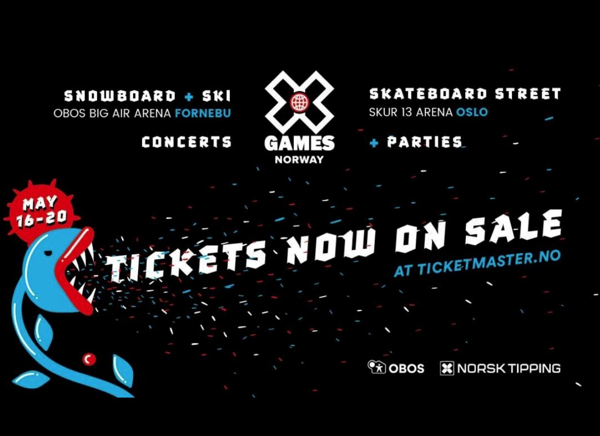 Get them while you can! X Games Olso tickets are on sale, hit the link inX Games Norway Official's bio to get yours! #caskateparks #xgames #xgamesnorway