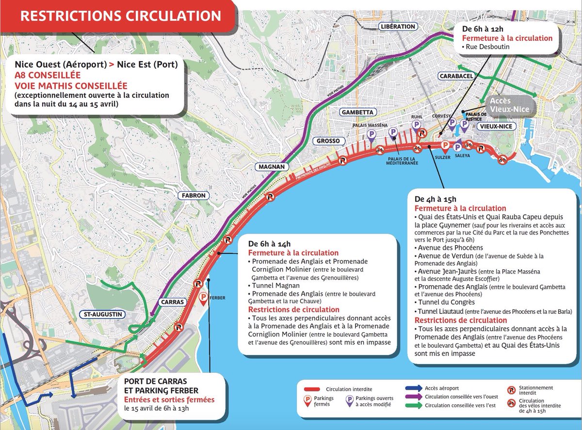 JeVisiteNice_fr's tweet photo. ⚠️ Demain, c'est le #NiceRunningDay ::: Prenez connaissance des restrictions de circulation et de stationnement qui débutent à #Nice06 dès cette nuit ⬇️ https://t.co/xGLOe5Ceup