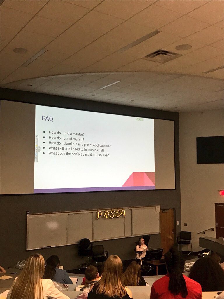 sydneykcaudill's tweet photo. Two things that make you stand out as a candidate - informational interviews and a personal brand. 

We are so fortunate to hear from @DemiWolfe62 this afternoon at #ShowMePR! @Show_MePR @MoStatePRSSA https://t.co/PXqofP0bZS