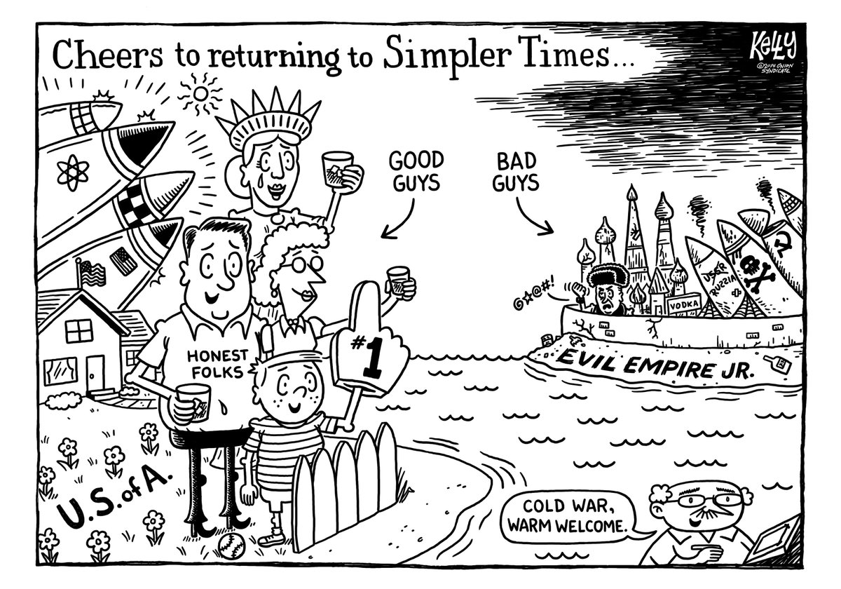KartoonistKelly's tweet photo. This whole world has gotten pretty complicated, but it's heartening to see us getting back to our roots, and my Kelly Klassic, "Soviet Re-Union," from 2014 illustrates: https://t.co/C1kYLCVLLi