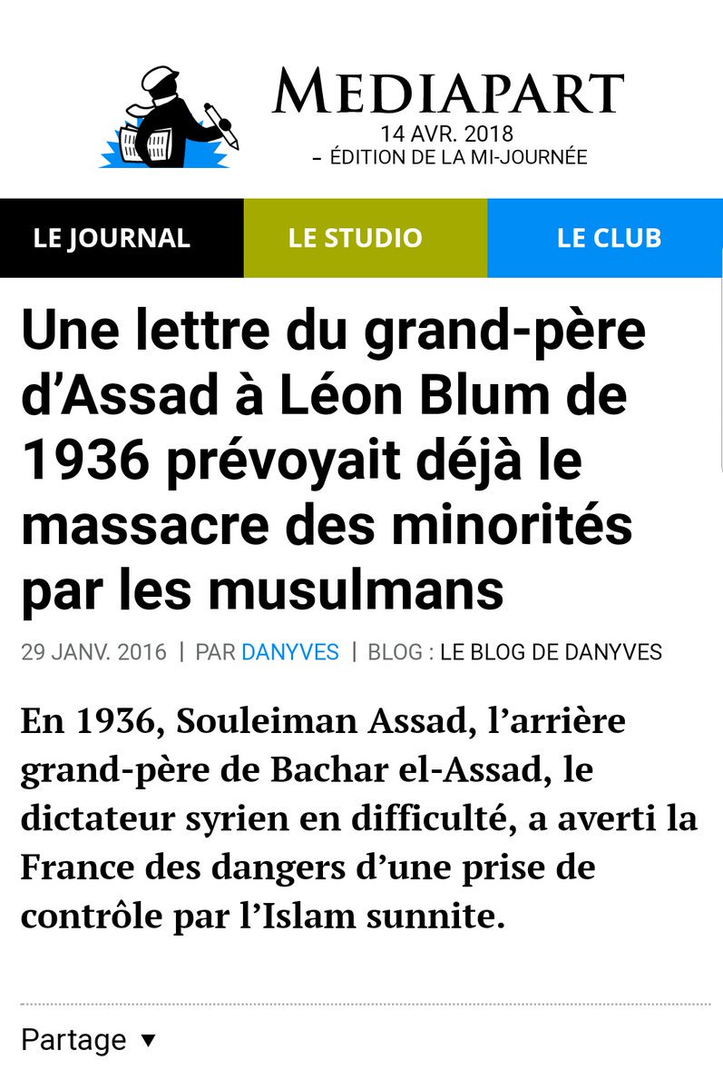 muslim2day's tweet photo. الخارجية الفرنسية تحتفظ برسالة جد بشار الأسد، المدعو "سليمان الأسد" الذي طلب فيها من رئيس حكومة الاحتلال الفرنسي سنة 1936م، عدم تمكين المسلمين (أهل السنة وهم 90% من السكان) من الحكم في #سوريا ! https://t.co/qCkgKE2MUN