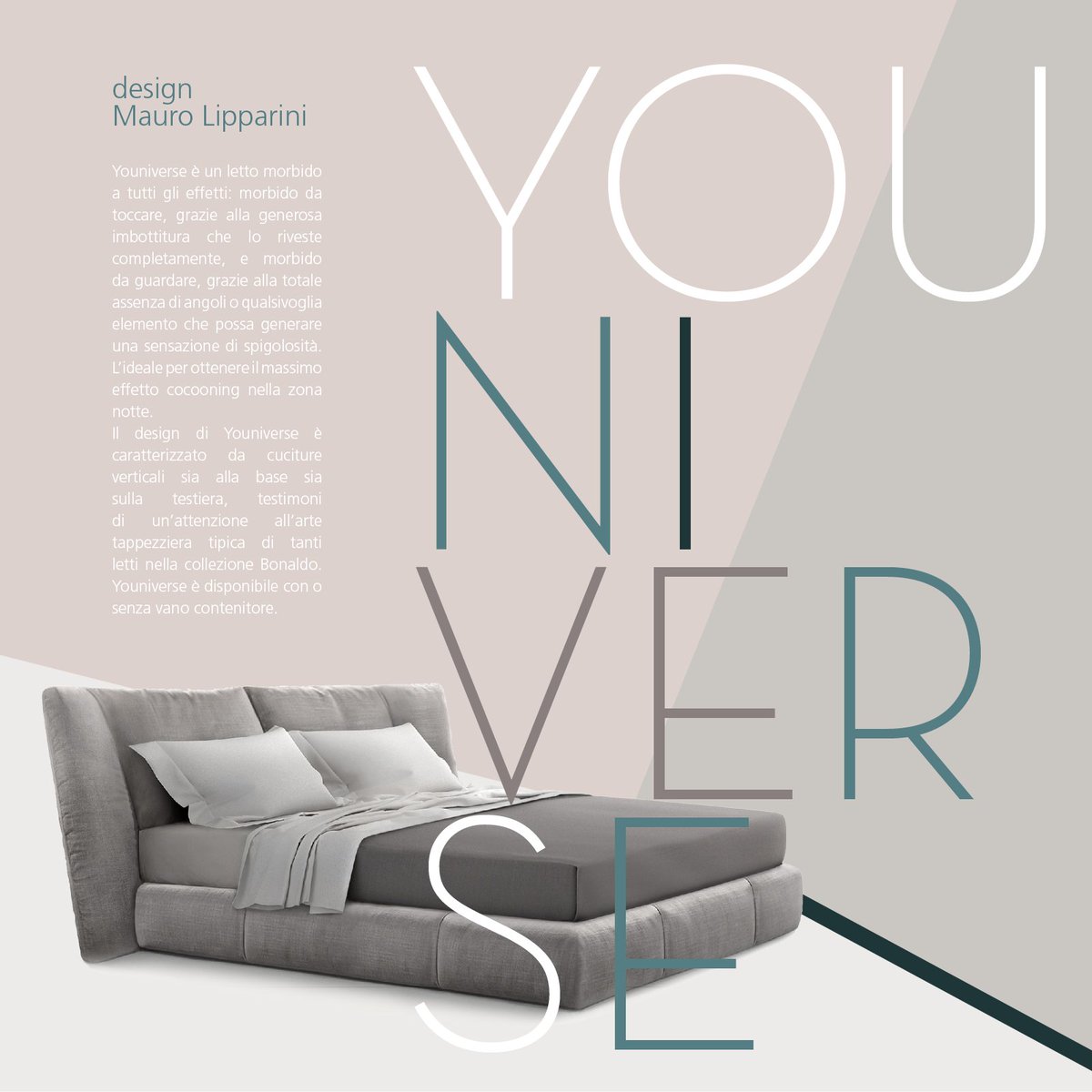 Youniverse is a soft bed, ideal to achieve the maximum cocooning effect for the bedroom. Wait for you at #SalonedelMobile Hall 5, Stand F01 F05 Youniverse #design Mauro Lipparini for #Bonaldo #bonaldosalone18 #SalonedelMobile