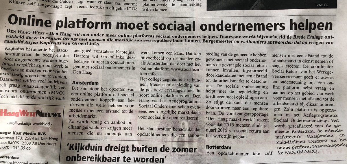 RenzoDeurloo's tweet photo. Goed nieuws! Naar aanleiding van vragen van @kapteijns @GroenLinksDH 
#socialreturn #sociaalondernemen https://t.co/OvEhGJQu7m