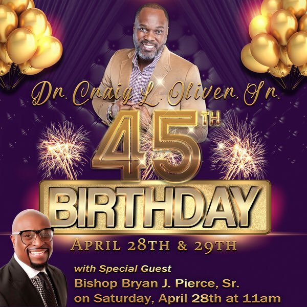 Elizabeth Baptist Church (@ebcinyourcity) on Twitter photo Meet us at EBC Atlanta as we celebrate the 45th birthday of our Pastor, Dr. <a href="/craigoliversr/">Craig L. Oliver</a> April 28th & 29th!
Saturday, April 28th at 11am Bishop <a href="/BryanJPierceSr/">Bryan Pierce</a> of Mt. Zion Baptist Church - Greensboro will be our special guest! Address is 4245 Cascade Rd, Atlanta GA. Meet us at EBC Atlanta as we celebrate the 45th birthday of our Pastor, Dr. <a href="/craigoliversr/">Craig L. Oliver</a> April 28th & 29th!
Saturday, April 28th at 11am Bishop <a href="/BryanJPierceSr/">Bryan Pierce</a> of Mt. Zion Baptist Church - Greensboro will be our special guest! Address is 4245 Cascade Rd, Atlanta GA.