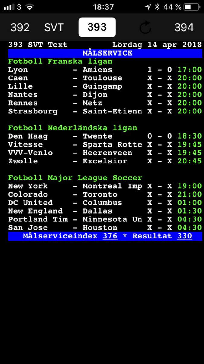 PelleHammarback's tweet photo. @leifby Skulle du säga att MLS-fotboll är adekvat innehåll på text-tv:s målservice? https://t.co/36P0ay1LxF