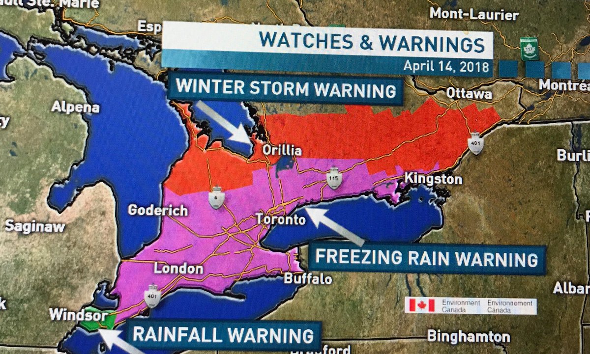 Current warnings for weekend storm; don’t forget strong NE winds too! #onstorm <a href="/CBCToronto/">CBC Toronto</a> #ONwx