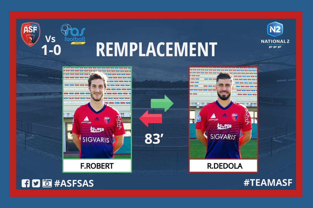 andrezieuxbthfc's tweet photo. #ASFSAS [1-0] 83' Dernier changement à l'ASF
#TeamASF🔴🔵 #National2🏆 https://t.co/oKpEd1fOOo