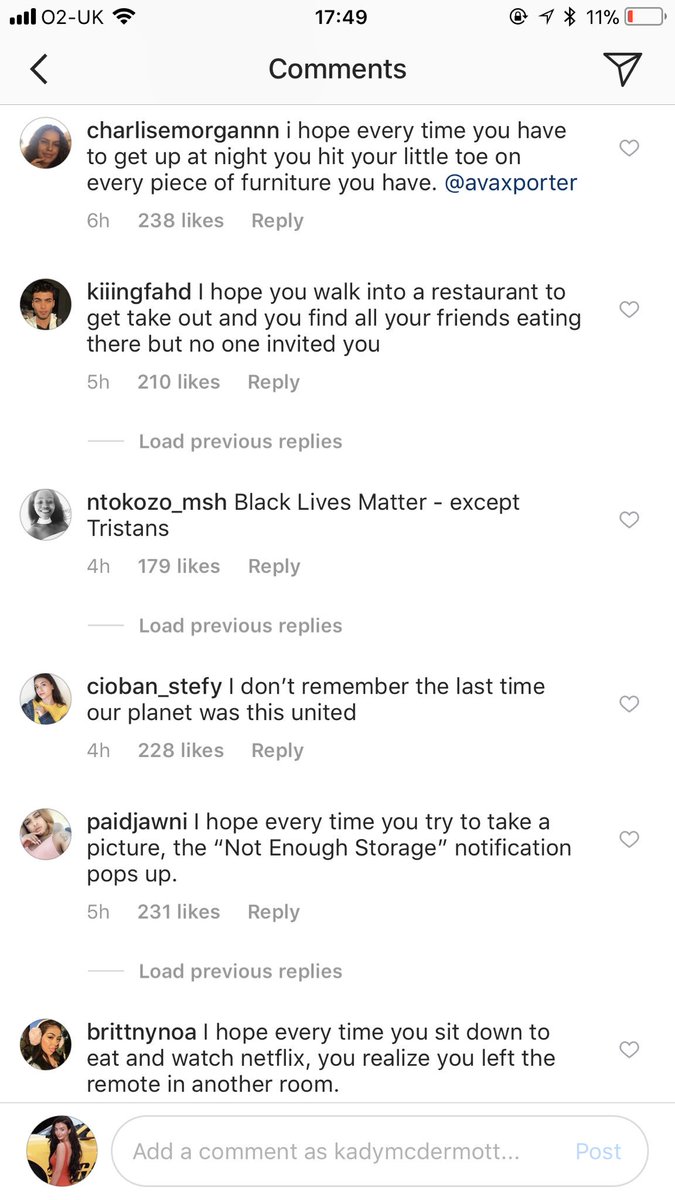 kadymcdermottx's tweet image. If you’re bored please take a look at the comments underneath realtristan13 recent Instagram photo. I’m done 😂