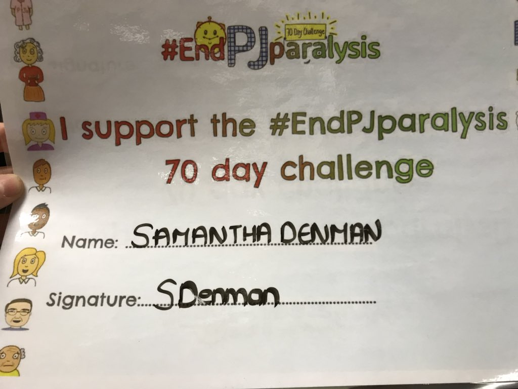 Samantha Blizzard (@samanthadenman2) on Twitter photo Pledge signed for #EndPJParalysis, will be supporting other colleagues and of course all the patients.. We love a challenge 💯 <a href="/EmmaKevill125/">Kevill125</a> <a href="/JoGouldingOT/">Joanne Goulding</a> <a href="/MauraDonohoe/">Maura Donohoe 💙⭐️</a> <a href="/gayle_brandwood/">Gayle Brandwood</a> Pledge signed for #EndPJParalysis, will be supporting other colleagues and of course all the patients.. We love a challenge 💯 <a href="/EmmaKevill125/">Kevill125</a> <a href="/JoGouldingOT/">Joanne Goulding</a> <a href="/MauraDonohoe/">Maura Donohoe 💙⭐️</a> <a href="/gayle_brandwood/">Gayle Brandwood</a>