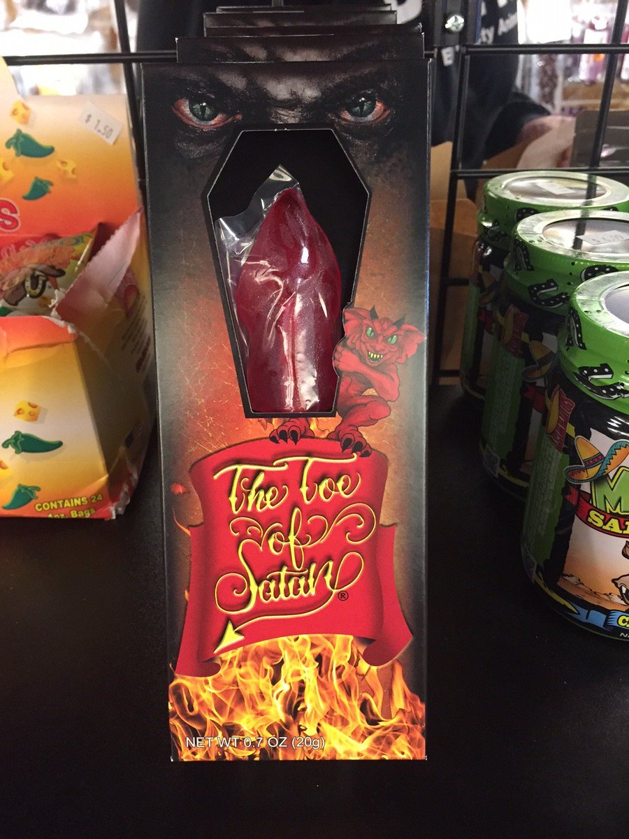 lakegeorgejerky's tweet photo. Calling all brave souls!! This lollipop is made from a 9 MILLION Scoville Unit chili extract! Are YOU brave enough to try "The Toe of Satan Challenge"?! Stop in to pick one up, but hurry! Limited supply! 
#lakegeorgejerky #morethanajerkystore #toeofsatan #shoplakegeorge https://t.co/WlvzjaWeRg