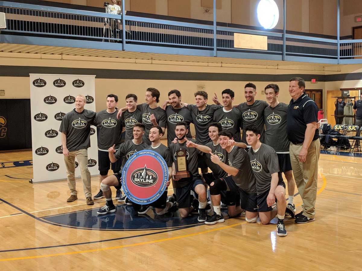 SkylineConfD3's tweet photo. MVB final in the books, and congrats to @GoldenEaglesSJC with a 3-0 triumph over Mount Saint Vincent (14, 19, 21). MOP: Paul Curaro (So., SJC-LI). #d3vb https://t.co/iWTVowuzvR