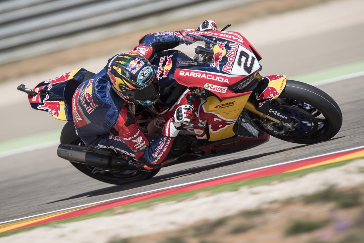 HondaWSBK's tweet photo. Update on @leoncamier: Leon has a fracture of the posterior ribs 9, 10 &amp; 11 on his left side with a lung contusion. His condition is stable.

Leon won't take part in #AragonWorldSBK Race 2 but is in good spirits in Alcaniz Hospital.

More details here: https://t.co/FOAhA3vK7t https://t.co/q58hRmJdds