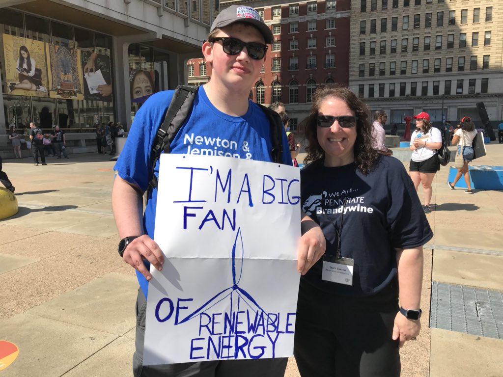 guertin's tweet photo. My advisee, @PSUEMS Energy Engineering major Gabe Schaefer, is certainly a fan of science (and all STEM!) - great to see him at the @PHLScienceAct #RallyforScience #MarchForScience #Philly https://t.co/YCx8rhSbzJ