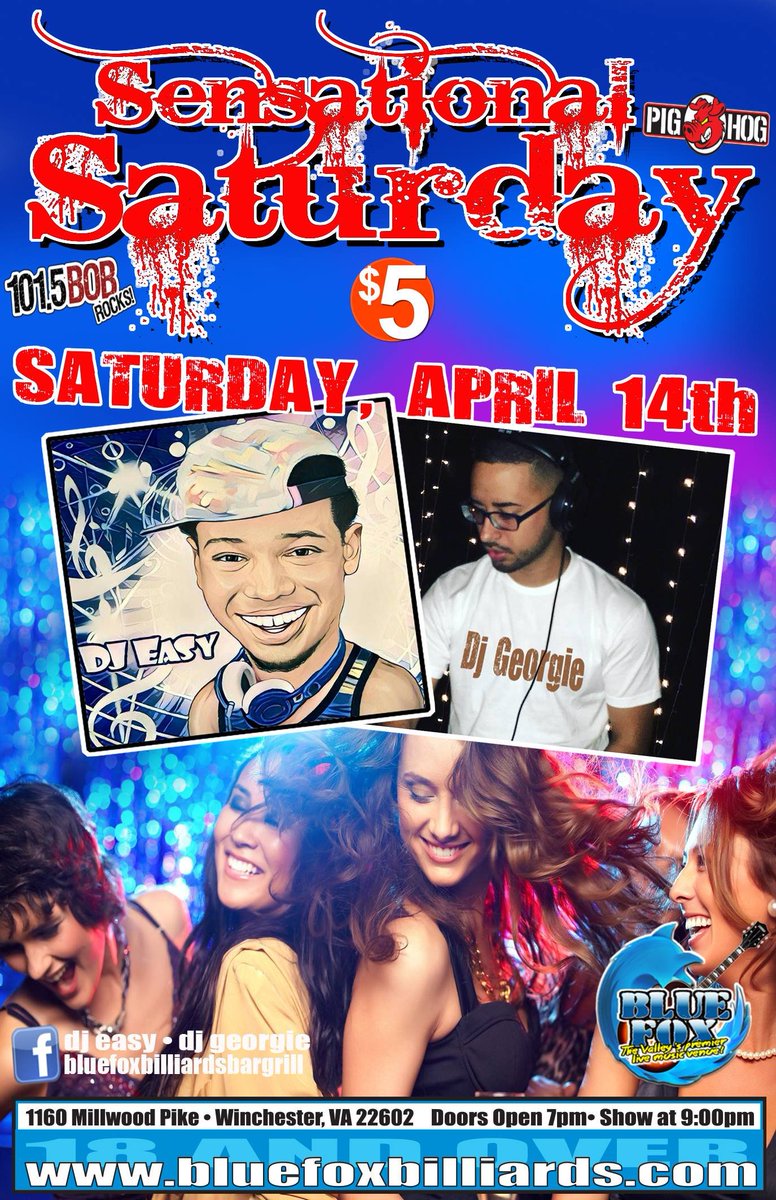 BlueFoxVA's tweet photo. DJ Easy and DJ Georgie, are teaming up again for another sensational Saturday, dance night! 9pm! $5 cover all night!
Eli Sanabria
George A Figueroa
#Bluefoxva #wedoitbest https://t.co/8s8JVd4Sw0