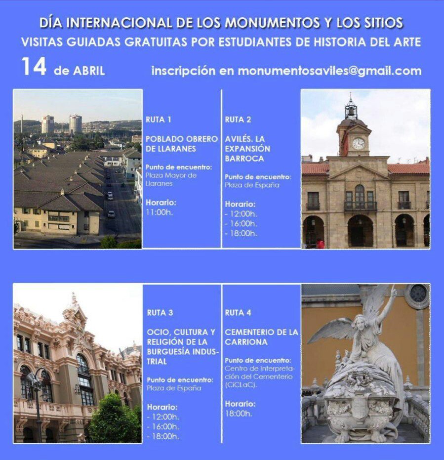 Muy buena iniciativa de estudiantes de Historia del Arte el conjunto de visitas guiadas por el patrimonio avilesino. Gracias! Hoy especialmente, el cementerio de La Carriona (el tercero mejor de España en 2015) recogía muestras de cariño hacia quienes lucharon por la libertad.