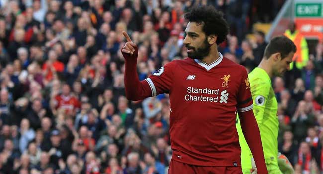 channelstv's tweet photo. Salah Hits 40 Goals As Liverpool Beat Bournemouth. https://t.co/WPmDFM6TA9 https://t.co/fKwjwuGuJz