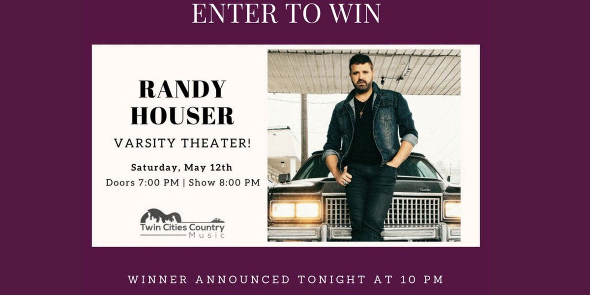 TwinCitiesCntry's tweet photo. ✨ GIVEAWAY // ALERT ✨

RT + Follow for a chance to win a pair of tickets to see @RandyHouser @VarsityTheater - #TwinCitieCountryMusic https://t.co/1DkIGgAlTW