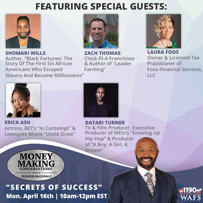 RushionMcDonald's tweet photo. Be sure to tune in Monday for my Money Making Conversations show! It will be filled with great #BusinessTips from #ShomariWills, #EricaAsh #ZachThomas #DatariTurner and #LauraFoos! Tune in to @biz1190 or my #MoneyMakingConversations Facebook page to listen live! #AskMMC #Success https://t.co/WfuZgEYHaa