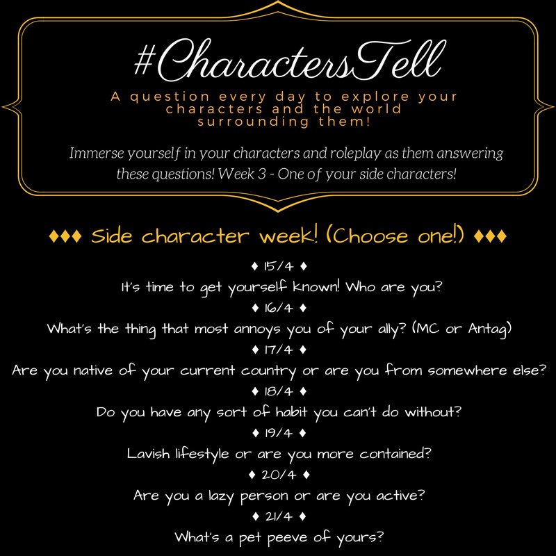 m_arbanassi's tweet image. #CharactersTell crowd! Second week is over, and for now we say goodbye to the #Antags!
This upcoming week? It's all about #sidecharacters!
Here's the new #card!
And #Tomorrow on the #GCnetwork: #blog #interview with Gerard Collins, from @J_Avis27 Aquaria Oceana!