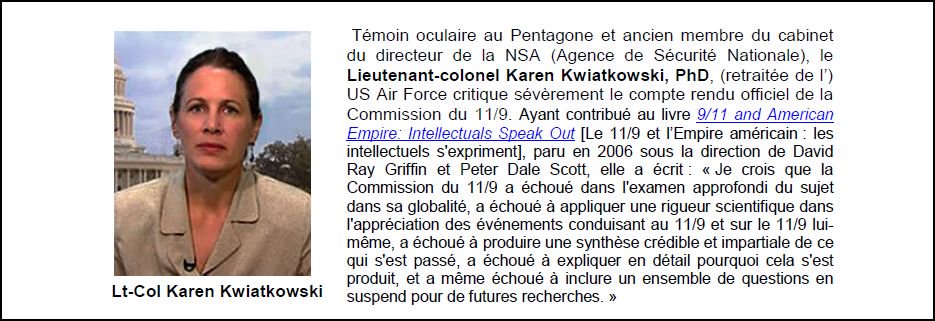 Kyrie_Eleison7's tweet image. "L'effondrement des bâtiments du World Trade Center viole
clairement les lois de la probabilité et celles de la physique."
#KarenKwiatkowski