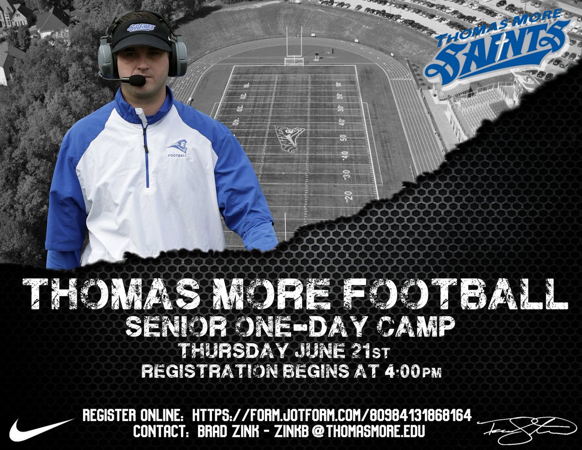 CoachBZink's tweet photo. Head Coach Trevor Stellman and TMC Football present our one-day camp for the Class of 2019 (Seniors to-be) on June 21st! Don't want to miss out! Questions? Contact me via email! Link to sign up:
https://t.co/SjB5soPUKl https://t.co/AQemEBqX9Q