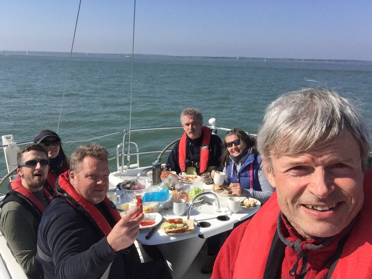 Lunch at anchor outside New Town. Sunny and light winds.