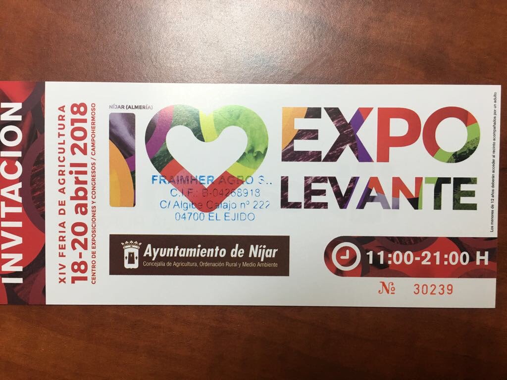 Fraimher os invita al Pavellón 2 Stand 68 de la feria Expolevante 2018, del 18 al 20 de Abril.