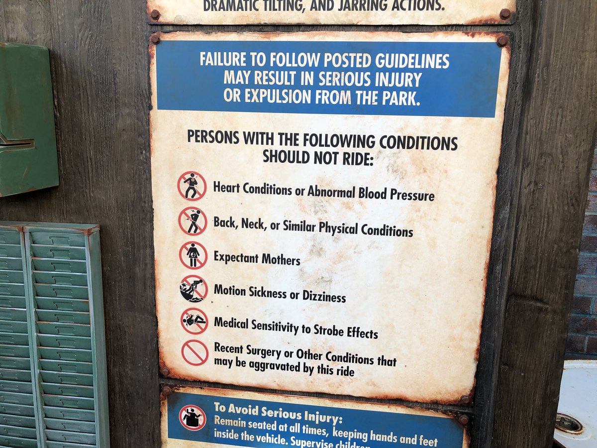 thrillgeek's tweet image. Warning ⚠️ signage for #FastFuriousRide