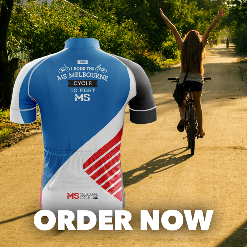 MelbourneCycle's tweet photo. Picked up a souvenir to remember the dayheck out the latest range of MS Melbourne Cycle apparel! Don't forget to take a look at the 2018 finisher tops! #msmelbournecycle #mshalfmarathon https://t.co/wiSvJOXuak