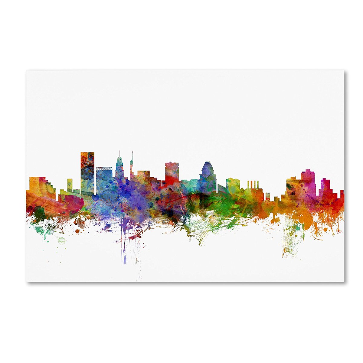 Baltimore Maryland Skyline by Michael Tompsett, Canvas Wall Art, From $31.99 amzn.to/2GZssQU