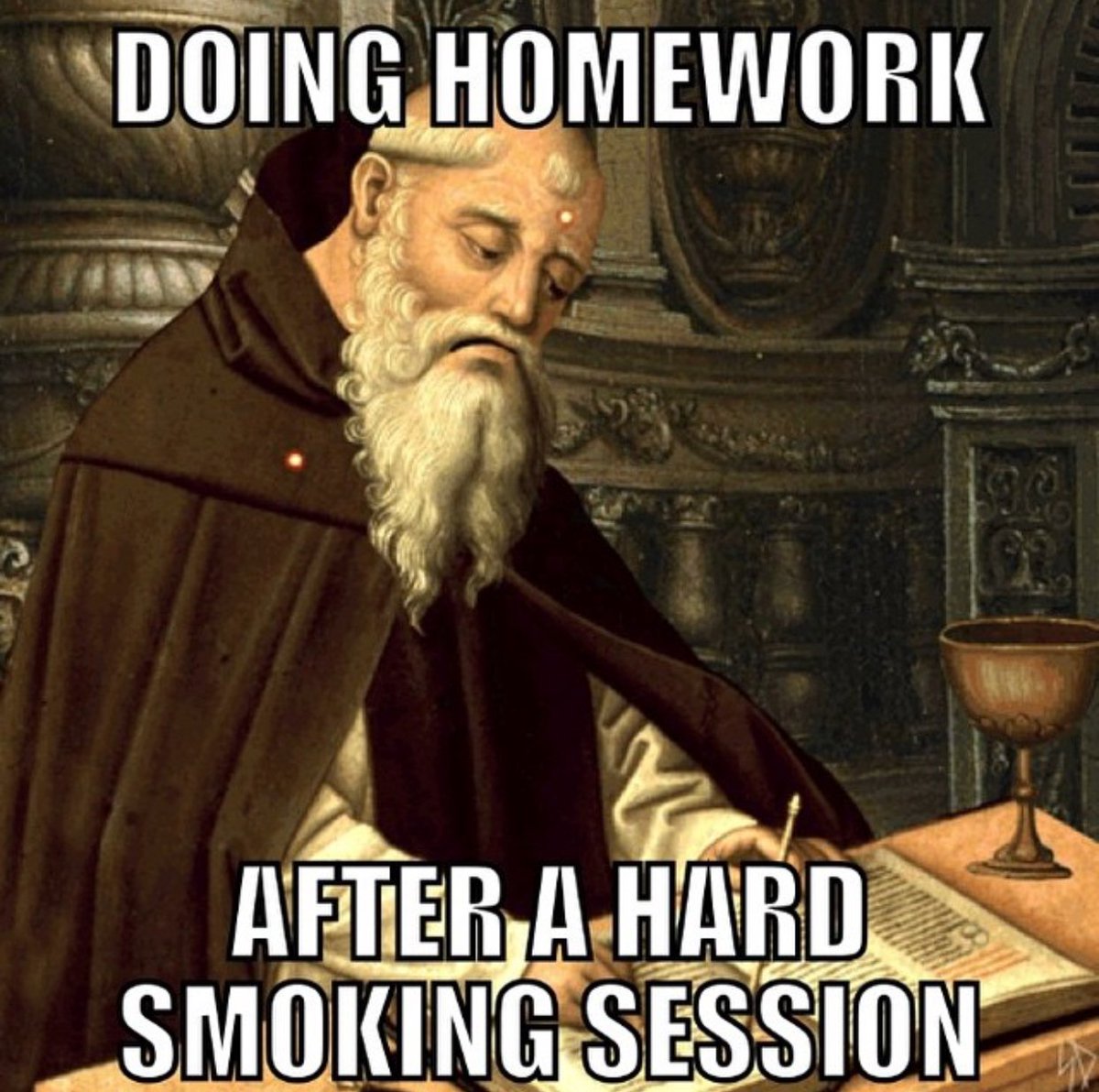 smoking and doing homework