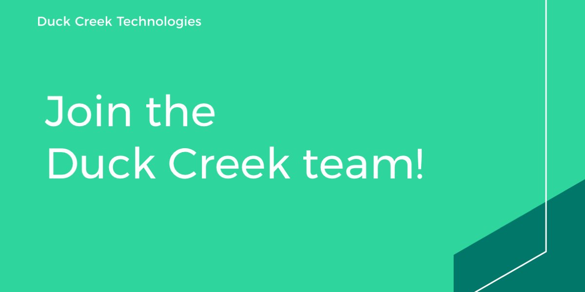 Exciting #Job Opportunities with @DuckCreekTech
Openings in #Boston, #ColombiaSC, #Bolivar & #Mumbai
Looking for #ProjectManager #FieldEngineer #ProductSupport #VisualDesign #UserResearch #QualityAssurance
Apply at duckcreek.co/7y88
#Insurance #InsurTech #Jobs #Career #IT