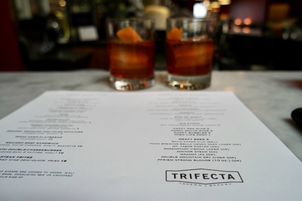 SeattleMaven's tweet photo. Best happy hour in Portland? Check out @trifectatavern - seriously! You’ll love this place! Old fashioned’s, deviled eggs, oyster sliders and $1 oysters! #travelportland #onnom https://t.co/Fr95skClGe