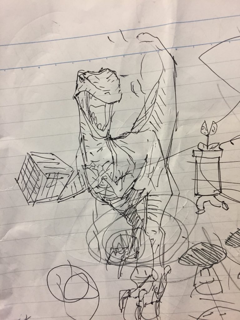 息子の落書き帳にこっそり描いたラプトル。
ジュラシックワールドの続編の予告をみたけど、
シリーズの予告見るたびに「もう恐竜には関わらんほうがいいぞ」と思うw 