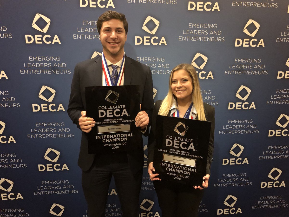 MSchenkel's tweet photo. Congratulations to Rebecca Wagner &amp; Mollie Montgomery (2nd Pl., Sports and Ent. Mktg), Eric Rall &amp; Julia Keefe (1st Pl., Bus. Ethics), and Allyson Misch (1st Pl., Acctg) for their success at DECA! https://t.co/233JurqCBs