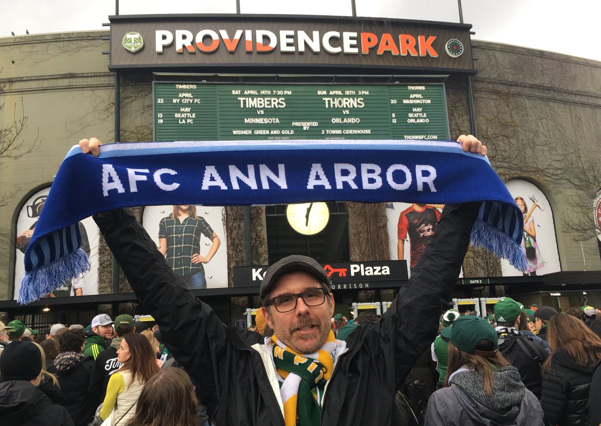 Flying the colors of @AFCAnnArbor at the home opener for the Timbers. #AFCAAFamily