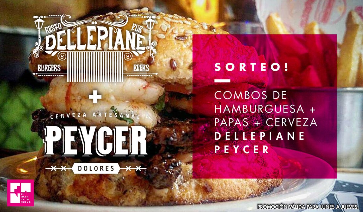 FANelprograma's tweet photo. #FANsorteo
¿Planes para un sábado por la noche? 🤔 ¡Obviamente @dellepianepub! 😉
¡Sorteamos unos geniales COMBOS de hamburguesa🍔+ papas🍟+ Cerveza Artesanal Peycer🍻!
¡RT!
Salen mañana domingo, de 18 a 21.

#Dellepiane #Hamburguesa #Cerveza #BuenosAires https://t.co/vMlVNlQ7fb