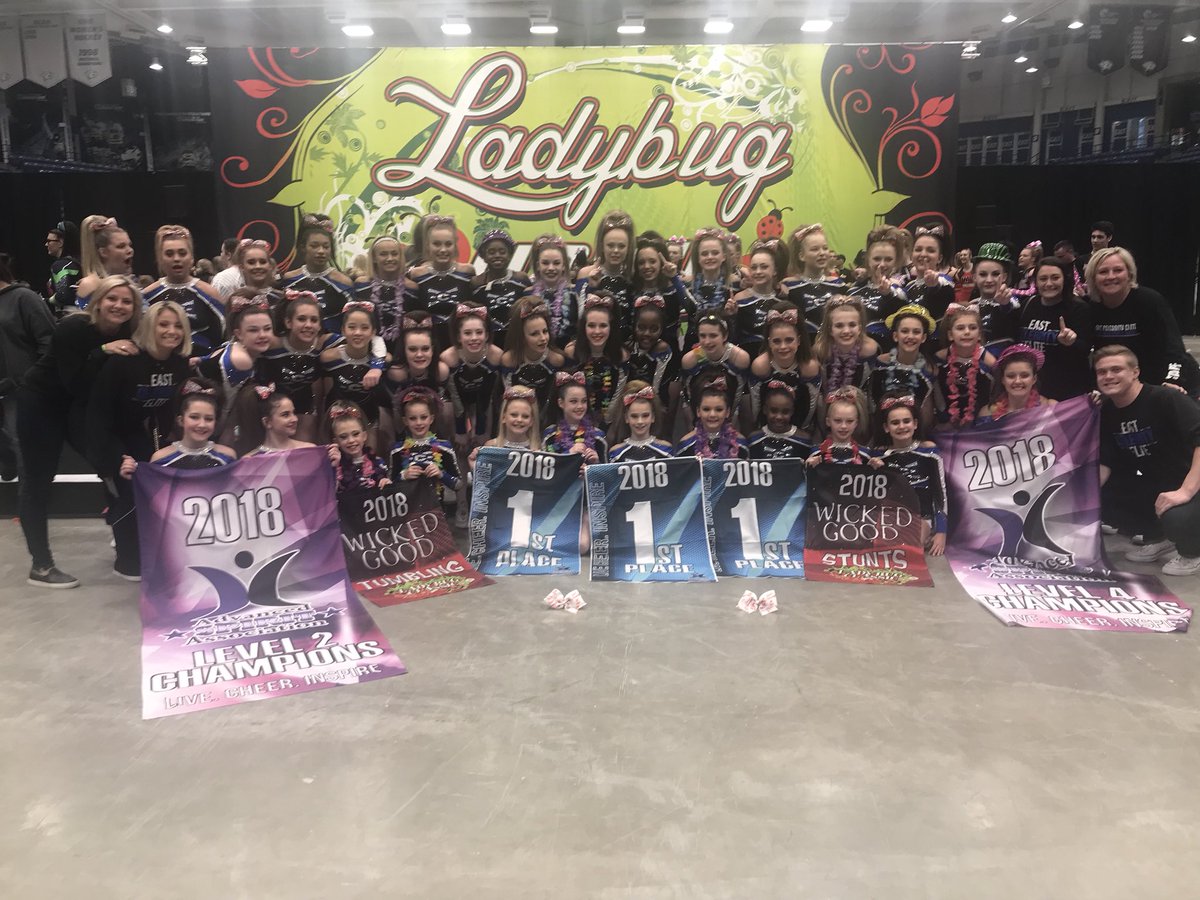 ECE_HINGHAM's tweet photo. Clean Sweep for ECE HINGHAM at the Lady Bug Classic🐞 5 First Place finishes, S3 Best Stunt and S4 best tumbling, Level 2&amp;4 Grand Champions
#Proud2 Be ECE💙💙 https://t.co/l5S90oWYue